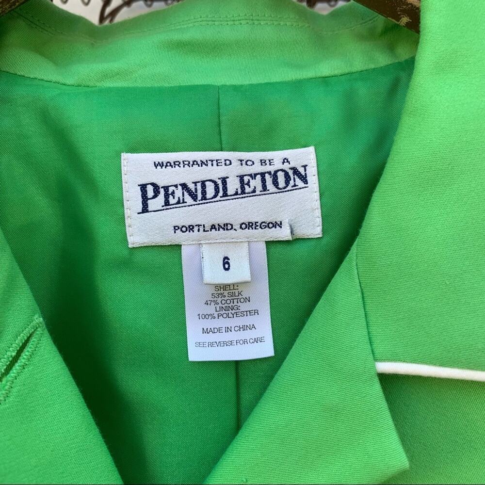 Pendleton skirt blazer set green silk blend size 6 - Picture 4 of 12